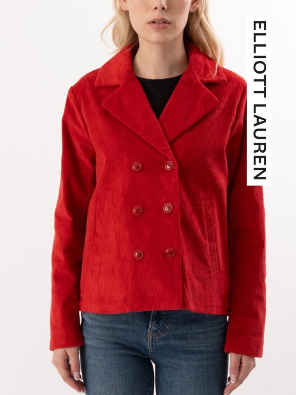 Elliott Lauren Red Corduroy blazer, jacket, 6, GL1384